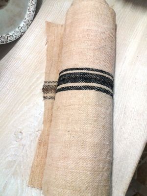 Tessuto canapa-lino tre riga nera