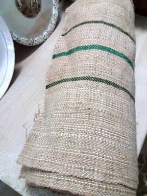 Tessuto canapa-lino riga verde